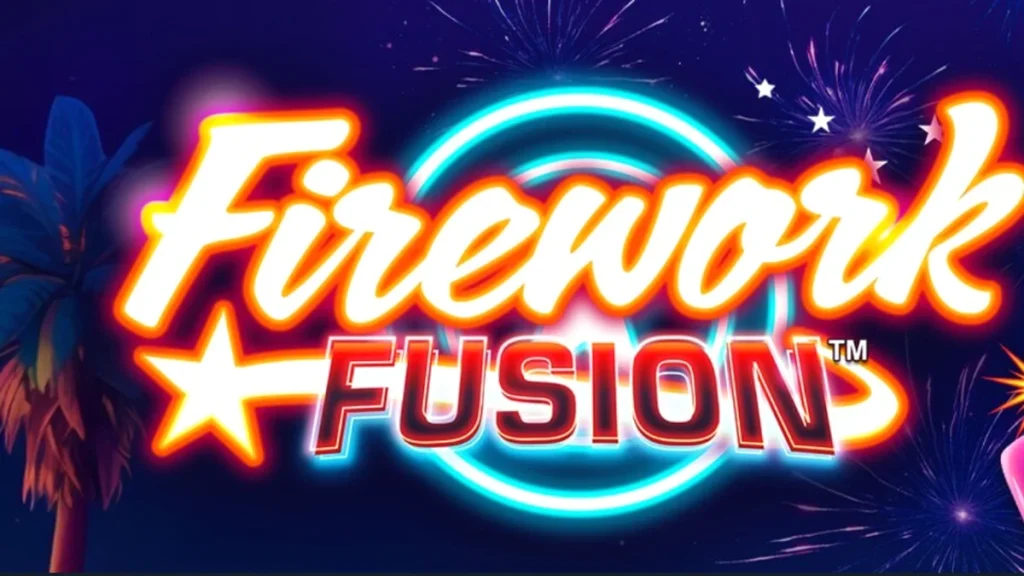Tampilan visual slot Firework Fusion dengan tema karnaval pantai dan kembang api